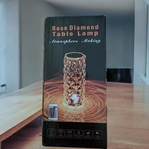 * Diamond Rose Crystal Lamp Color Changing Touch Lamp w/Remote USB Rechargeable